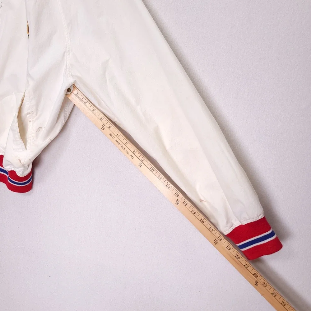 Polo Ralph Lauren‎ Vintage Mens M White Varsity Bomber Jacket Crest Logo